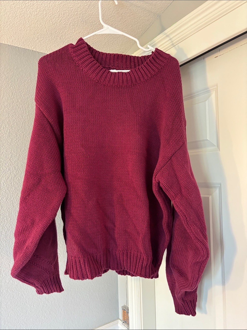Princess Polly Ribbed Crewneck Sweater in Berry